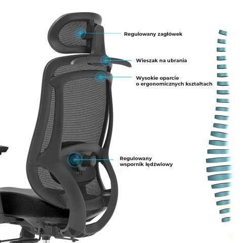 FOTEL CZARNY APEXWING, WYGODNY, DO SALONU, STYL, BIUROWY, ERGONOMICZNY