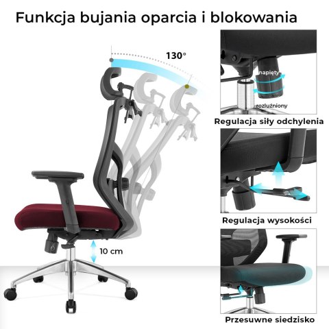 FOTEL BIUROWY ERGONOMICZNY SEDIA, DO SALONU, CZARNY, WYGODNY, Z SIATKĄ, BHP