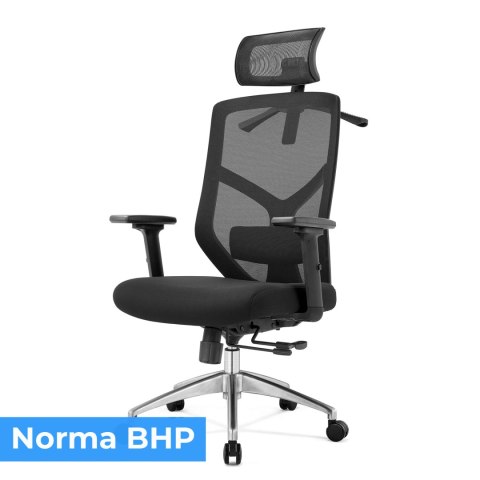 FOTEL BIUROWY ERGONOMICZNY SEDIA, OBROTOWY, DO BIURKA, WYGODNY, CZARNY
