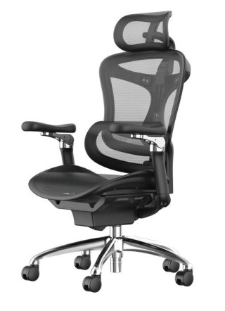 FOTEL BIUROWY ERGONOMICZNY VORTEX, WYGODNY, DO KOMPUTERA, CZARNY, SIATKA