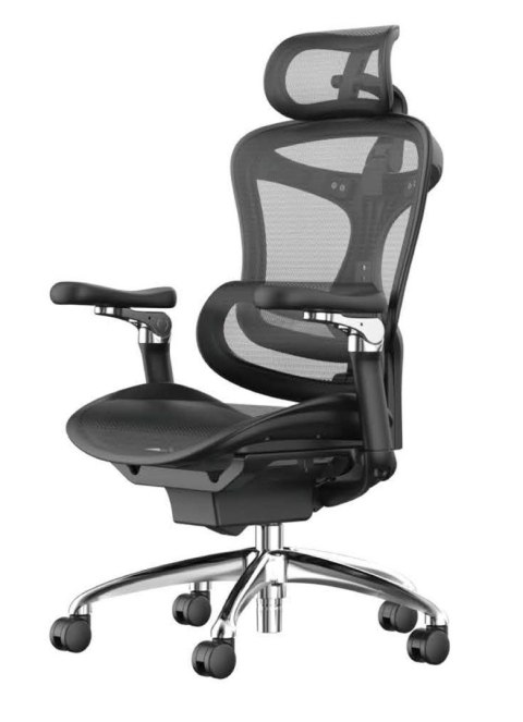 FOTEL BIUROWY ERGONOMICZNY VORTEX, WYGODNY, DO KOMPUTERA, CZARNY, SIATKA