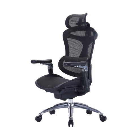 FOTEL BIUROWY ERGONOMICZNY VORTEX, WYGODNY, DO KOMPUTERA, CZARNY, SIATKA