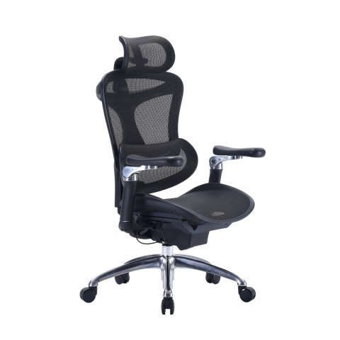 FOTEL BIUROWY ERGONOMICZNY VORTEX, WYGODNY, DO KOMPUTERA, CZARNY, SIATKA
