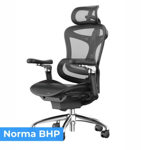 FOTEL BIUROWY ERGONOMICZNY VORTEX, WYGODNY, DO KOMPUTERA, CZARNY, SIATKA
