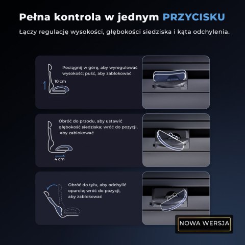 FOTEL BIUROWY ERGONOMICZNY VORTEX, WYGODNY, DO KOMPUTERA, CZARNY, SIATKA