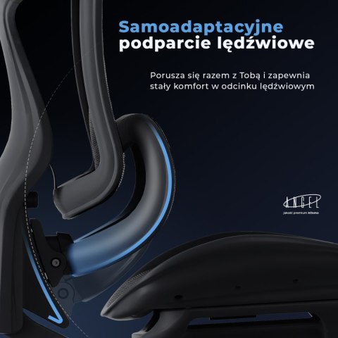 FOTEL BIUROWY ERGONOMICZNY VORTEX, WYGODNY, DO KOMPUTERA, CZARNY, SIATKA