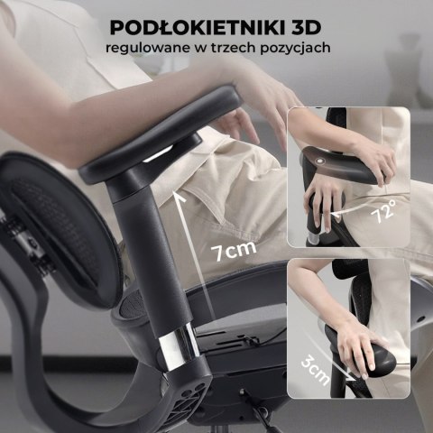 FOTEL BIUROWY VELOCE, ERGONOMICZNY, CZARNY, SIATKA, DO BIURA, WYGODNY, Z 3D