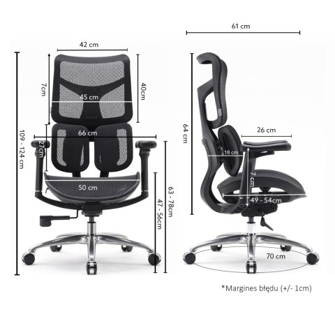 FOTEL BIUROWY VELOCE, ERGONOMICZNY, CZARNY, SIATKA, DO BIURA, WYGODNY, Z 3D