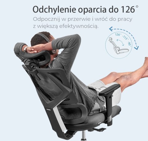 FOTEL BIUROWY ERGONOMICZNY ERGOFLEX, CZARNY, WYGODNY, DO SALONU, STYL, Z 3D