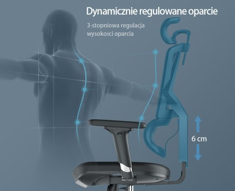 FOTEL BIUROWY ERGONOMICZNY ERGOFLEX, CZARNY, WYGODNY, DO SALONU, STYL, Z 3D