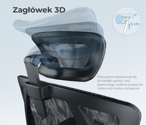 FOTEL BIUROWY ERGONOMICZNY ERGOFLEX, CZARNY, WYGODNY, DO SALONU, STYL, Z 3D