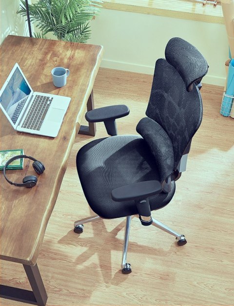 FOTEL BIUROWY ERGONOMICZNY ERGOFLEX, CZARNY, WYGODNY, DO SALONU, STYL, Z 3D