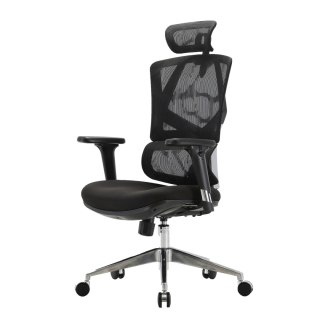 FOTEL BIUROWY ERGONOMIX, WYGODNY, CZARNY, DO BIURA, ZAGŁÓWEK 3D, BUJANY