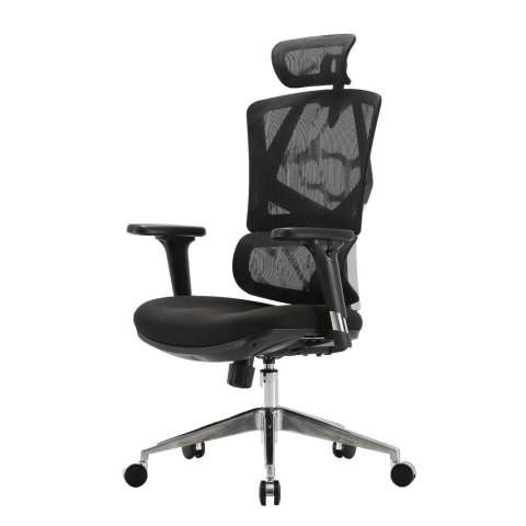 FOTEL BIUROWY ERGONOMIX, WYGODNY, CZARNY, DO BIURA, ZAGŁÓWEK 3D, BUJANY