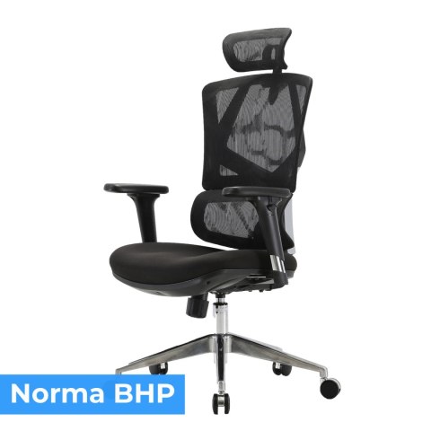 FOTEL BIUROWY ERGONOMIX, WYGODNY, CZARNY, DO BIURA, ZAGŁÓWEK 3D, BUJANY