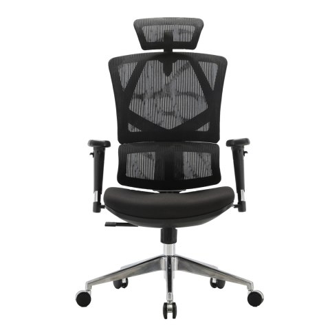 FOTEL BIUROWY ERGONOMIX, WYGODNY, CZARNY, DO BIURA, ZAGŁÓWEK 3D, BUJANY