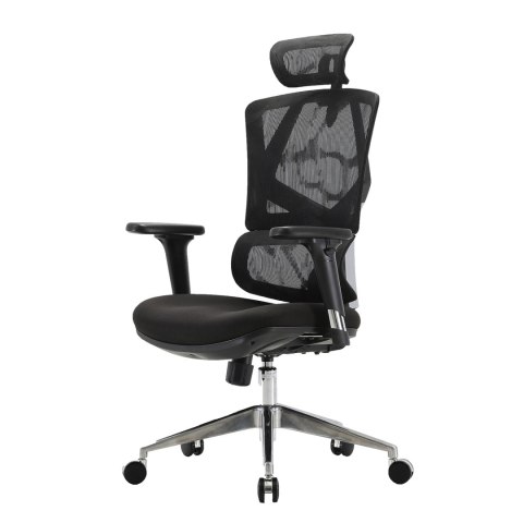 FOTEL BIUROWY ERGONOMIX, WYGODNY, CZARNY, DO BIURA, ZAGŁÓWEK 3D, BUJANY