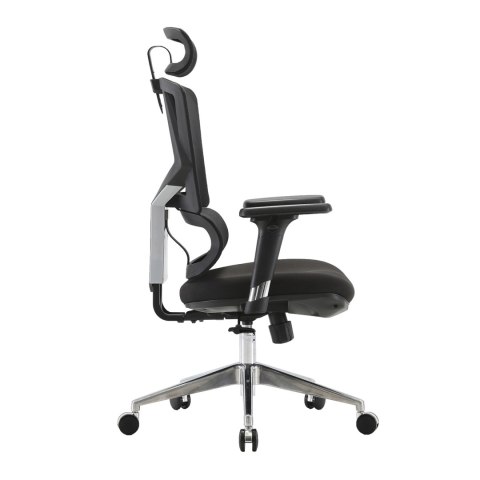 FOTEL BIUROWY ERGONOMIX, WYGODNY, CZARNY, DO BIURA, ZAGŁÓWEK 3D, BUJANY