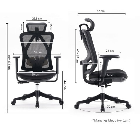 FOTEL BIUROWY STELLARE, CZARNY, WYGODNY, DO BIURA, ERGONOMICZNY, STYL, Z 3D