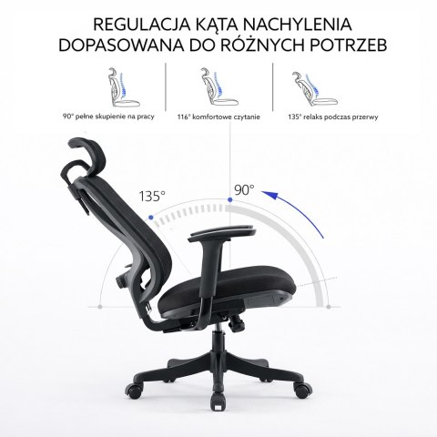 FOTEL BIUROWY STELLARE, CZARNY, WYGODNY, DO BIURA, ERGONOMICZNY, STYL, Z 3D