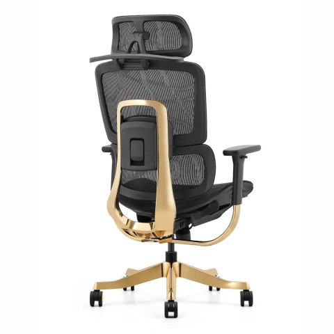 FOTEL ERGONOMICZNY AURELIA, CZARNY, ZŁOTY, WYGODNY, SIATKA, STYL, DO BIURA