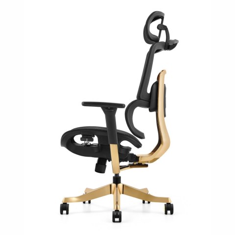 FOTEL ERGONOMICZNY AURELIA, CZARNY, ZŁOTY, WYGODNY, SIATKA, STYL, DO BIURA