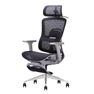 FOTEL ERGONOMICA, WYGODNY, SZARY, ROZKŁADANY, DO KOMPUTERA, Z PODNÓŻKIEM