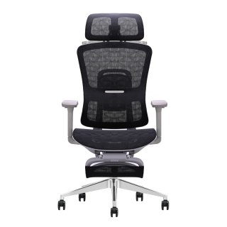 FOTEL ERGONOMICA, WYGODNY, SZARY, ROZKŁADANY, DO KOMPUTERA, Z PODNÓŻKIEM