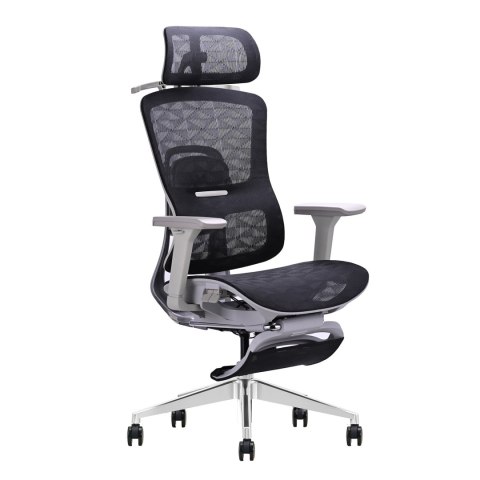 FOTEL ERGONOMICA, WYGODNY, SZARY, ROZKŁADANY, DO KOMPUTERA, Z PODNÓŻKIEM