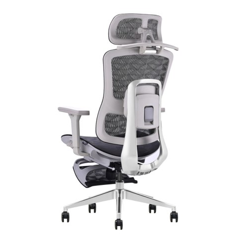 FOTEL ERGONOMICA, WYGODNY, SZARY, ROZKŁADANY, DO KOMPUTERA, Z PODNÓŻKIEM