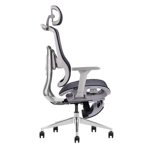 FOTEL ERGONOMICA, WYGODNY, SZARY, ROZKŁADANY, DO KOMPUTERA, Z PODNÓŻKIEM