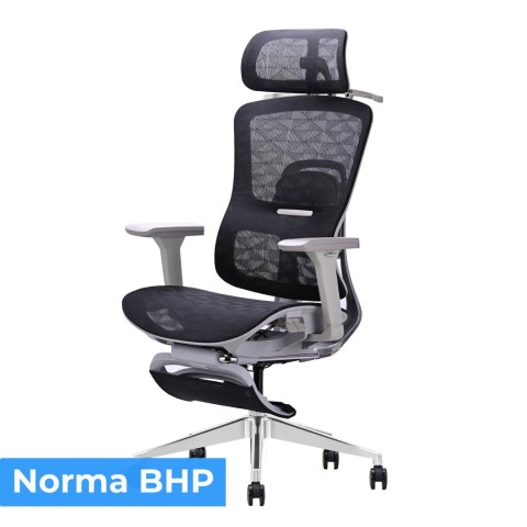 FOTEL ERGONOMICA, WYGODNY, SZARY, ROZKŁADANY, DO KOMPUTERA, Z PODNÓŻKIEM