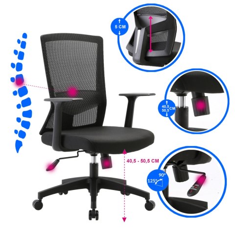 FOTEL BIUROWY OBROTOWY AEROFORM, CZARNY, DO SALONU, WYGODNY, Z SIATKĄ, STYL