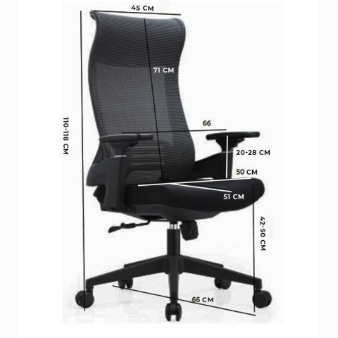 FOTEL BIUROWY NEXUS, ERGONOMICZNY, SZARY, CZARNY, SIATKA, WYGODNY