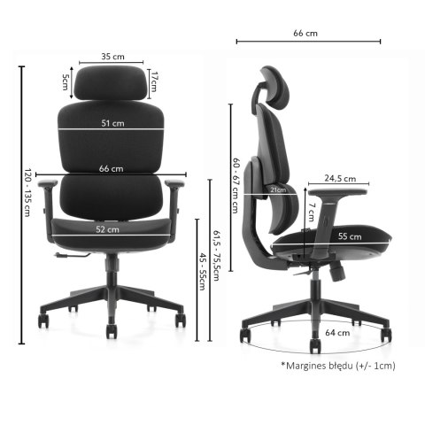 FOTEL BIUROWY ERGOFLEX, ERGONOMICZNY, CZARNY, WYGODNY, DO BIURA, Z BHP