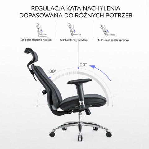 FOTEL BIUROWY ERGONOMICZNY ERGONOVA, CZARNY, SIATKA, WYGODNY, DO BIURA, 3D