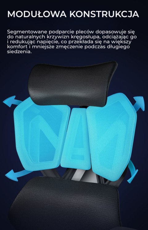 FOTEL GAMINGOWY VELOCE, CZARNY, SIATKA, WYGODNY, DO SALONU, WYPOCZYNKOWY