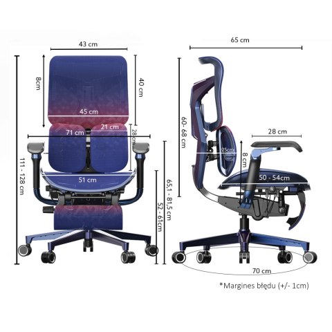 FOTEL VORTEX, ERGONOMICZNY, ROZKŁADANY, Z PODNÓŻKIEM, WYPOCZYNKOWY, CZARNY