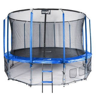 TRAMPOLINA OGRODOWA SKYFLYER 487CM 16FT, SIATKA, DRABINKA, NIEBIESKA