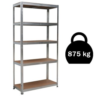 Regał magazynowy metalowy 2w1, 5 półek 150x75x30 cm