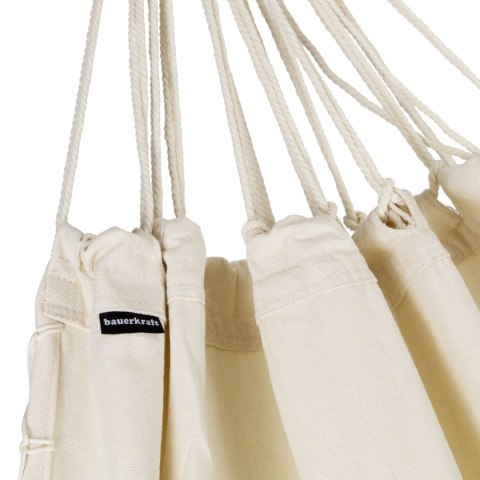 Dwuosobowy hamak ogrodowy bujak huśtawka leżak 200x150cm boho beżowy