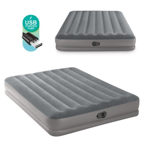 Dwuosobowy materac dmuchany 152x203x30 cm z wbudowaną pompką USB INTEX 64114