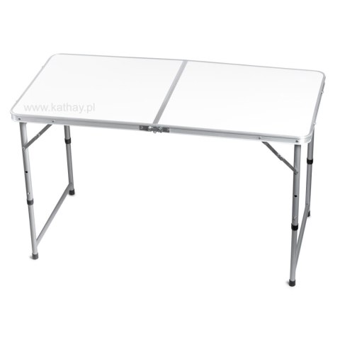 Stolik turystyczny stół składany ogrodowy walizka z uchwytem do przenoszenia i regulacją wysokości 120x60x70 cm biały