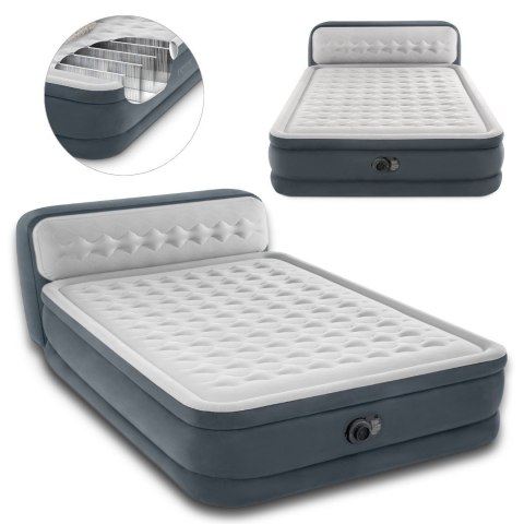 Dwuosobowy materac dmuchany z zagłówkiem łóżko z pompką 230V INTEX 64448 ND