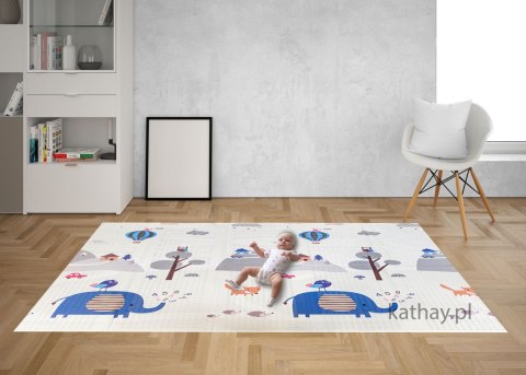 Dwustronna składana kolorowa edukacyjna piankowa mata dziecięca 180x200 cm - słonik