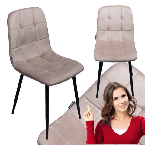 Krzesło tapicerowane welurowe do salonu jadalni velvet loft beżowe
