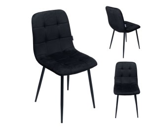 Krzesło tapicerowane welurowe do salonu jadalni velvet loft czarne