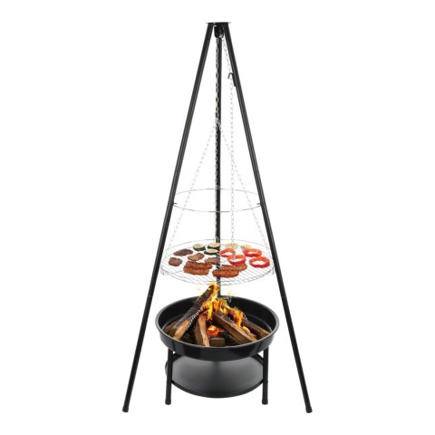 Palenisko trójnóg duży grill ogniskowy ogrodowy wiszący 2w1