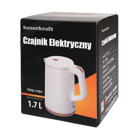 Czajnik elektryczny bezprzewodowy turystyczny 1500W 1.7l obrotowy biały