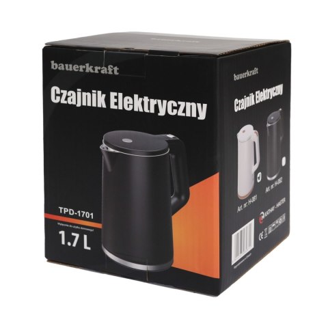 Czajnik elektryczny bezprzewodowy turystyczny 1500W 1.7l obrotowy czarny
